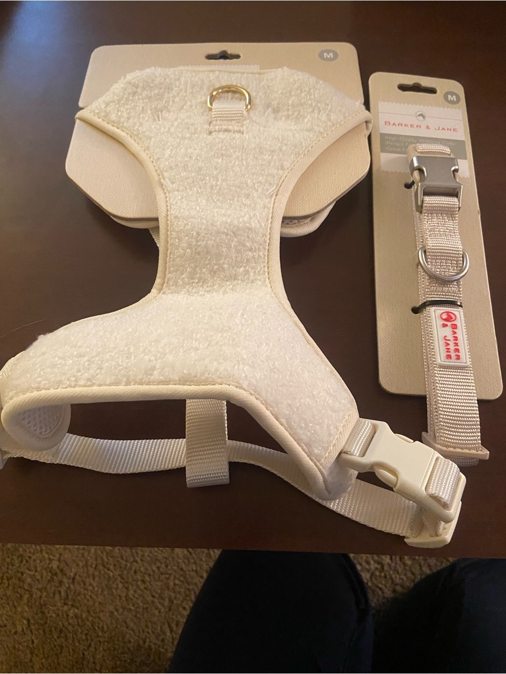 Barker & Jane Cream Dog Harness and Collar Set